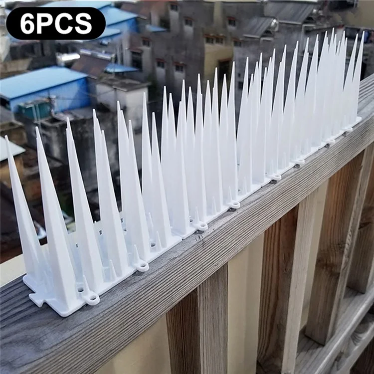 6 Stück Garten Anti-Kletter-Spikes Vogel- und Katzenabwehr für Wand und Zaun Schutzvorrichtung - Weiß