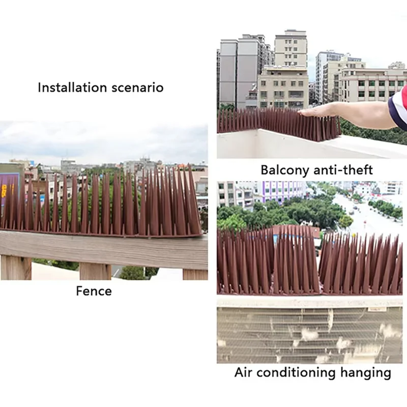 10 Pinchos Antitrepa para Jardín - Dispositivo de Protección de Muros y Vallas Contra Pájaros y Gatos - Rojo Ladrillo