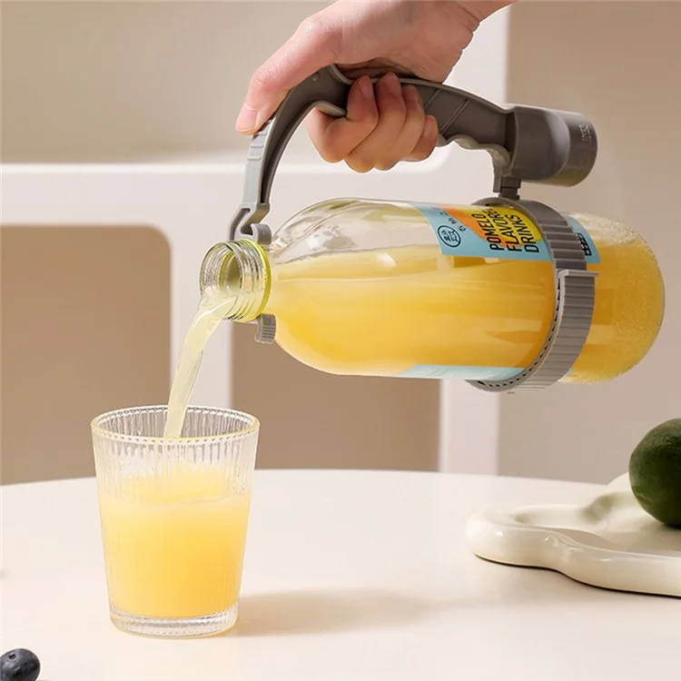 Verseur de bouteille de boisson avec poignée de contrôle de débit précis, anti-éclaboussures, et ouvre-bouteille intégré - Gris