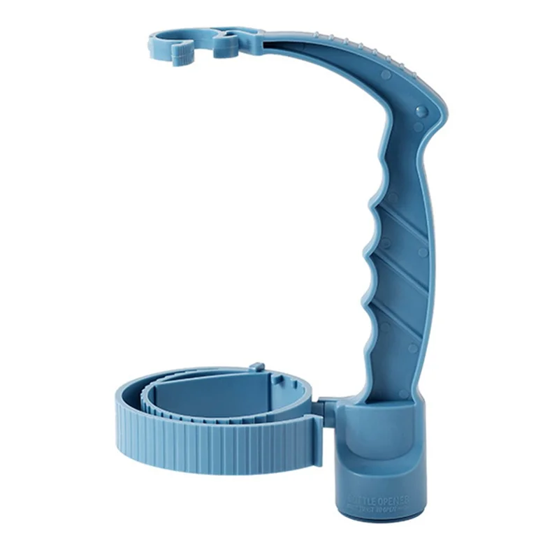 Beverage Bottle Pourer Handle Precision Flow Control Anti Spill Handle with Built-in Bottle Opener - Blue