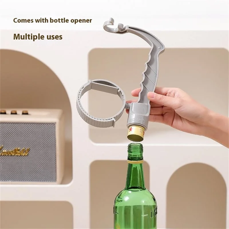 Beverage Bottle Pourer Handle Precision Flow Control Anti Spill Handle with Built-in Bottle Opener - Blue