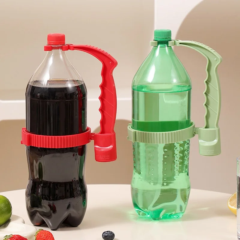 Beverage Bottle Pourer Handle Precision Flow Control Anti Spill Handle with Built-in Bottle Opener - Blue