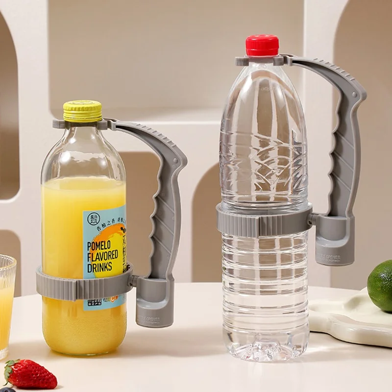 Beverage Bottle Pourer Handle Precision Flow Control Anti Spill Handle with Built-in Bottle Opener - Blue