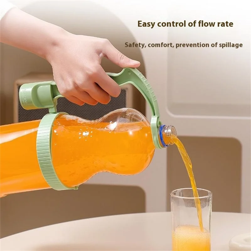 Beverage Bottle Pourer Handle Precision Flow Control Anti Spill Handle with Built-in Bottle Opener - Blue