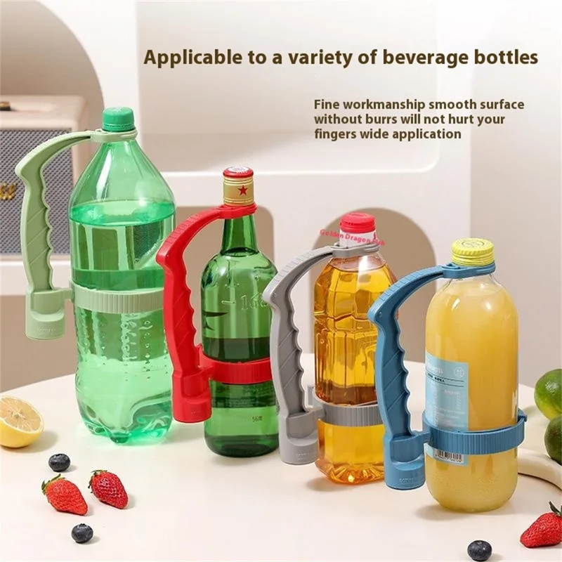 Beverage Bottle Pourer Handle Precision Flow Control Anti Spill Handle with Built-in Bottle Opener - Blue