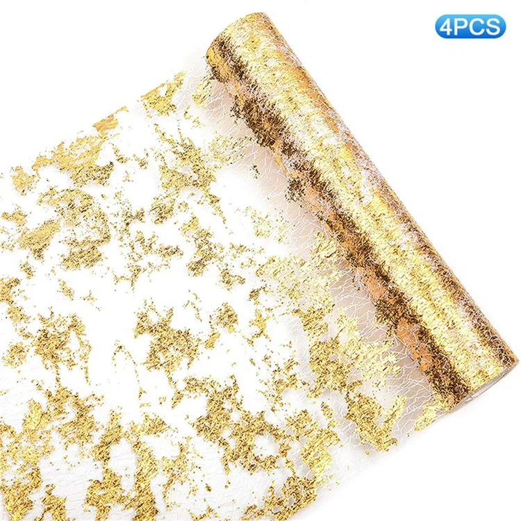 4Pcs 28x45cm Table Runner Gold Foil Design Holiday Party Wedding Decoration Luxury Table Flag - Gold