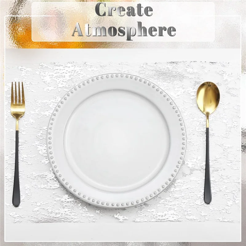 4Pcs 28x45cm Hot Stamping Foil Table Runner Holiday Party Wedding Decor Polyester Mesh Table Flag - Gold Snowflake