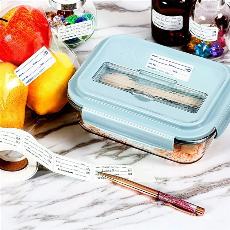 5 rotoli di etichette per la data degli alimenti perfetti per contenitori in vetro, metallo e plastica riutilizzabili, dimensioni: 2,5x5cm