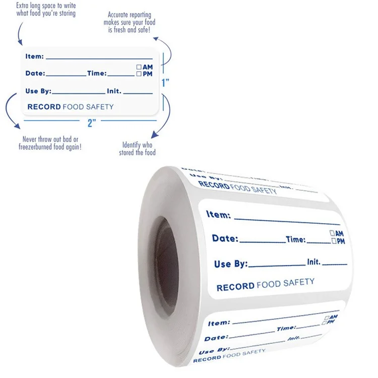 5 rotoli di etichette per la data degli alimenti perfetti per contenitori in vetro, metallo e plastica riutilizzabili, dimensioni: 2,5x5cm