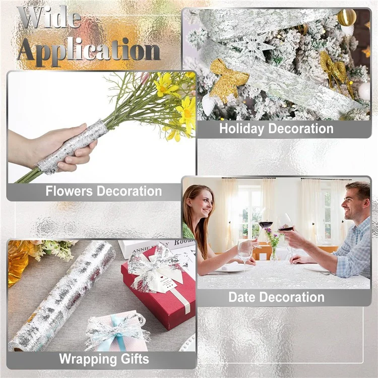 Camino de mesa de 28x275 cm con lámina metálica para decoración de fiestas y bodas - Plata