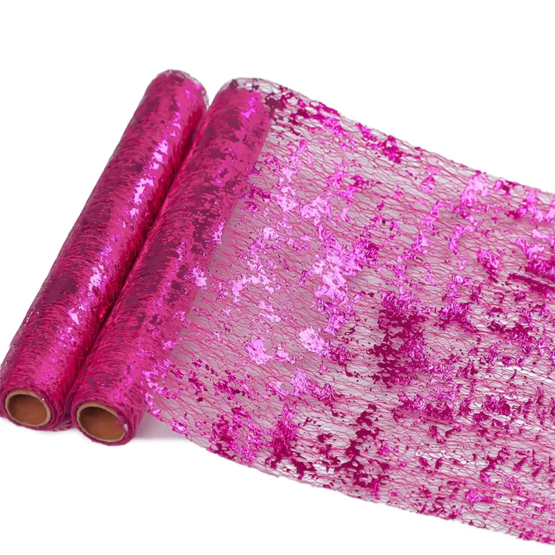 28 x 275cm Gold Foil Mesh Tablecloths Light Luxury Table Runner for Party Wedding Decoration - Rose