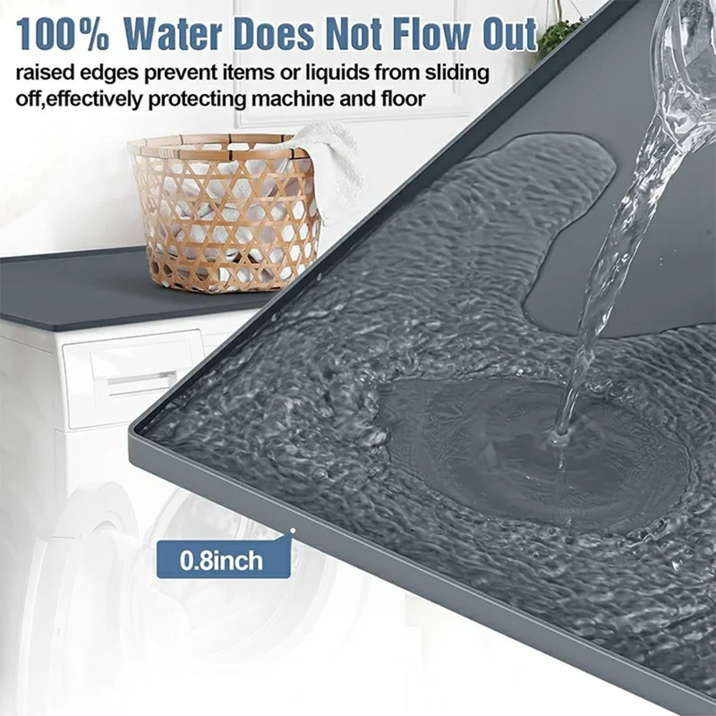 50x60cm Washer Dryer Top Cover Mat Washing Machine Non Slip Waterproof Silicone Protective Pad - Black