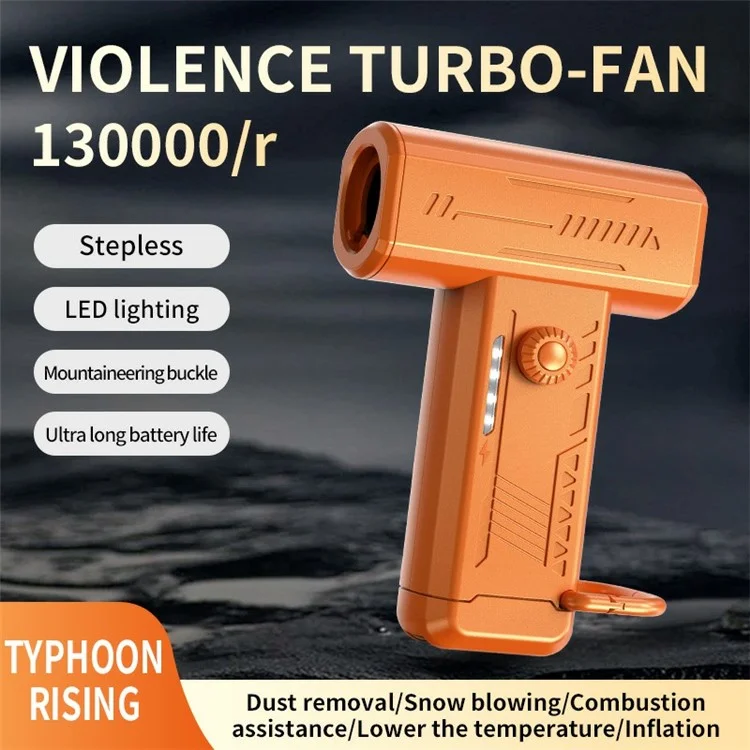 Portable Turbine Fan Outdoor Camping Light High Speed Handheld Fan Dust Blower (CE Certificated) - White