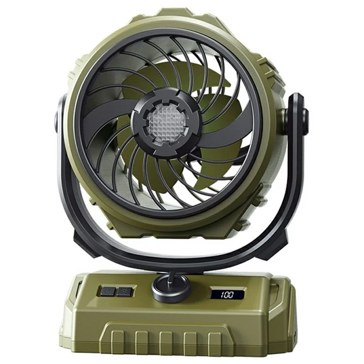 Outdoor Camping Fan 100 Speed 3 in 1 Hanging Fan with LED Light / Power Bank Function (CE Certificated) - Green
