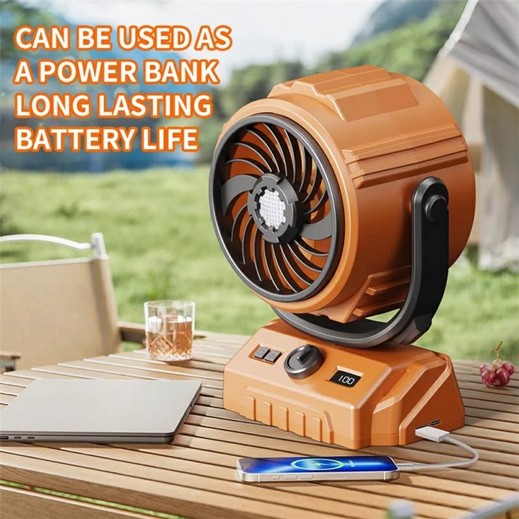 Outdoor Camping Fan 100 Speed 3 in 1 Hanging Fan with LED Light / Power Bank Function (CE Certificated) - Green