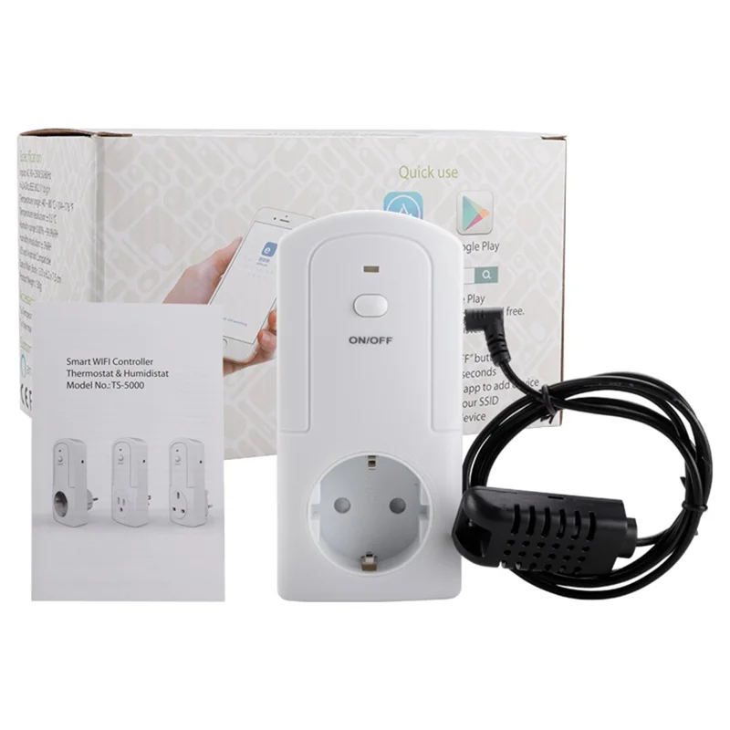 WiFi Controller Temperature Humidity Sensor Smart Remote Control Timing Switch Socket - UK Plug