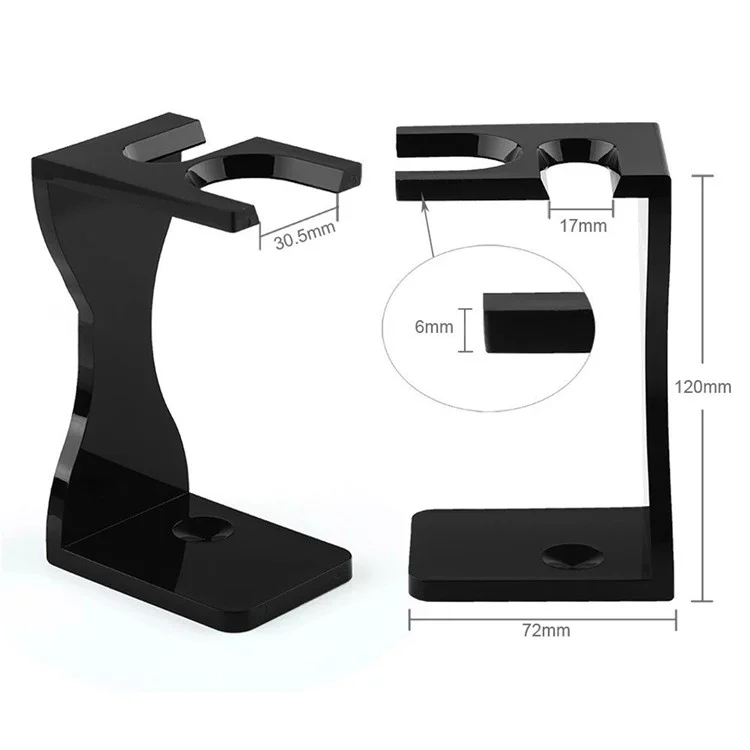 3 In 1 Shaving Brush Set with Acrylic Stand Stainless Steel Bowl Beard Grooming Kit for Men - Black