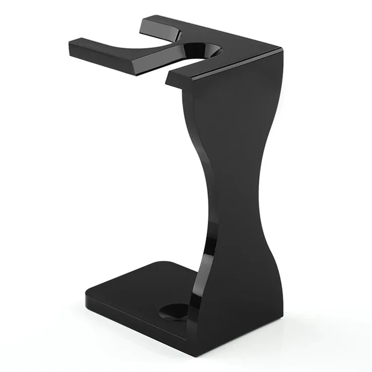 3 In 1 Shaving Brush Set with Acrylic Stand Stainless Steel Bowl Beard Grooming Kit for Men - Black