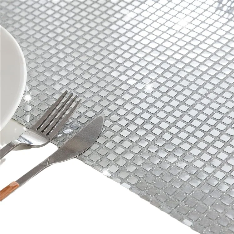 30x45cm Pailletten-Tischset Party Home Dekoration Polyester Tischschutz-Matte - Silber-Weiß