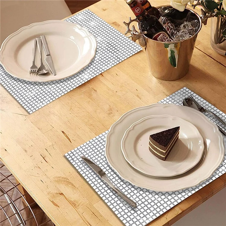 30x45cm Pailletten-Tischset Party Home Dekoration Polyester Tischschutz-Matte - Silber-Weiß