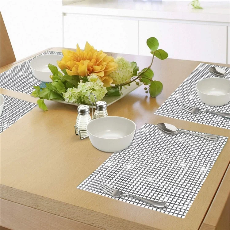 30x45cm Pailletten-Tischset Party Home Dekoration Polyester Tischschutz-Matte - Silber-Weiß