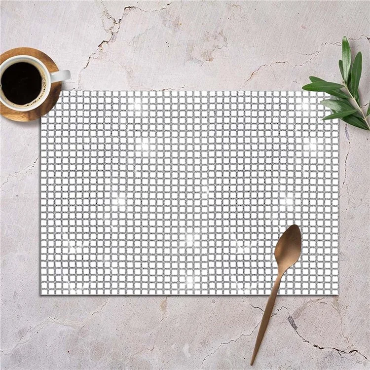 30x45cm Pailletten-Tischset Party Home Dekoration Polyester Tischschutz-Matte - Silber-Weiß