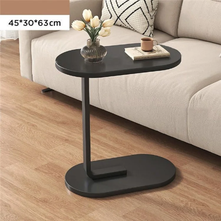 Oval Side Table Mini Coffee Table Sofa Bedside End Table Storage Rack for Living Room Bedroom - Black Bracket / Black Table