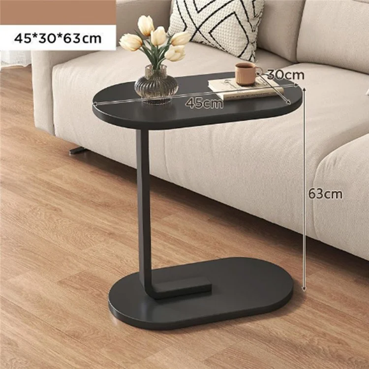 Oval Side Table Mini Coffee Table Sofa Bedside End Table Storage Rack for Living Room Bedroom - Black Bracket / Black Table