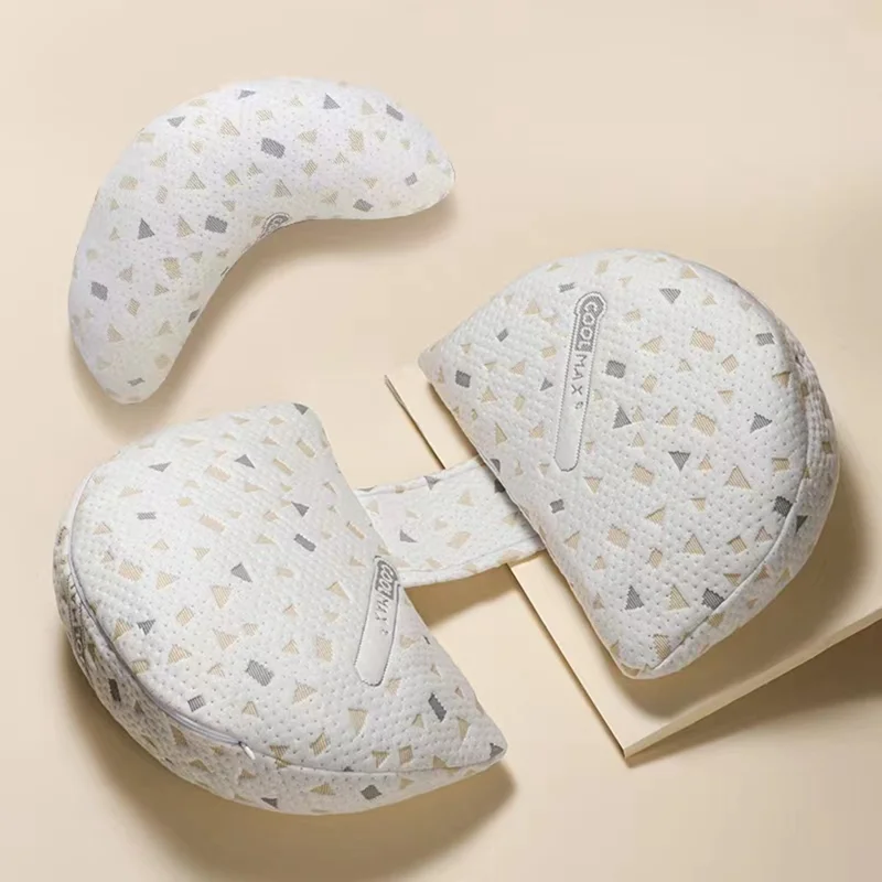 Pregnancy Pillow Side Sleeping 30° Wedge Shape Belly Support Cushion for Pregnant Women's Sleep - COOLMAX Shell Pillow + Crescent Pillow