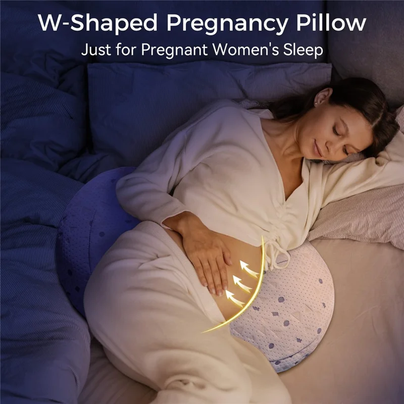 Pregnancy Pillow Side Sleeping 30° Wedge Shape Belly Support Cushion for Pregnant Women's Sleep - COOLMAX Shell Pillow + Crescent Pillow
