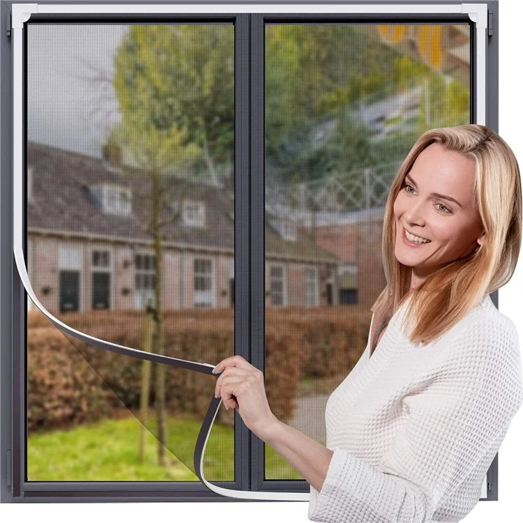 Tela magnética contra mosquitos de 200 x 200 cm Tela de fibra de vidro para janela doméstica Cortina de rede contra insetos - Branco+Cinza