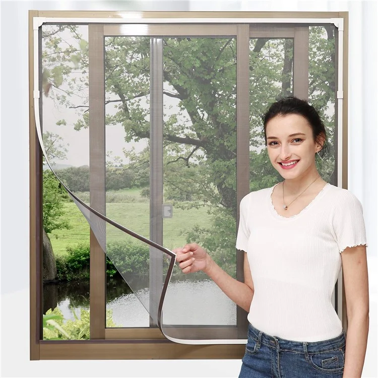 Tela magnética contra mosquitos de 200 x 200 cm Tela de fibra de vidro para janela doméstica Cortina de rede contra insetos - Branco+Cinza