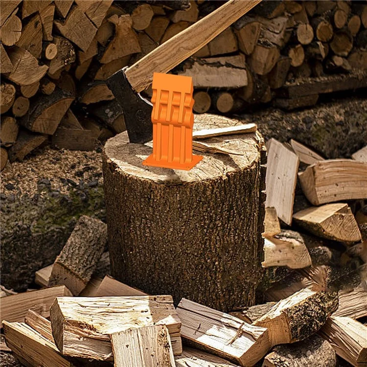 Rectangular Log Splitter Cast Iron Firewood Separator Manual Wood Splitting Tool For Home  /  Outdoor Use - Orange