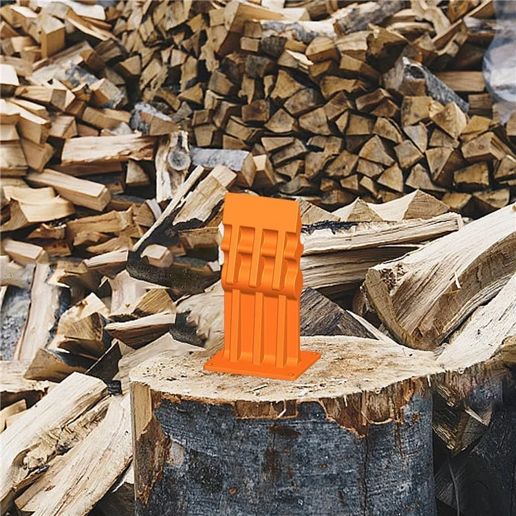 Rectangular Log Splitter Cast Iron Firewood Separator Manual Wood Splitting Tool For Home  /  Outdoor Use - Orange