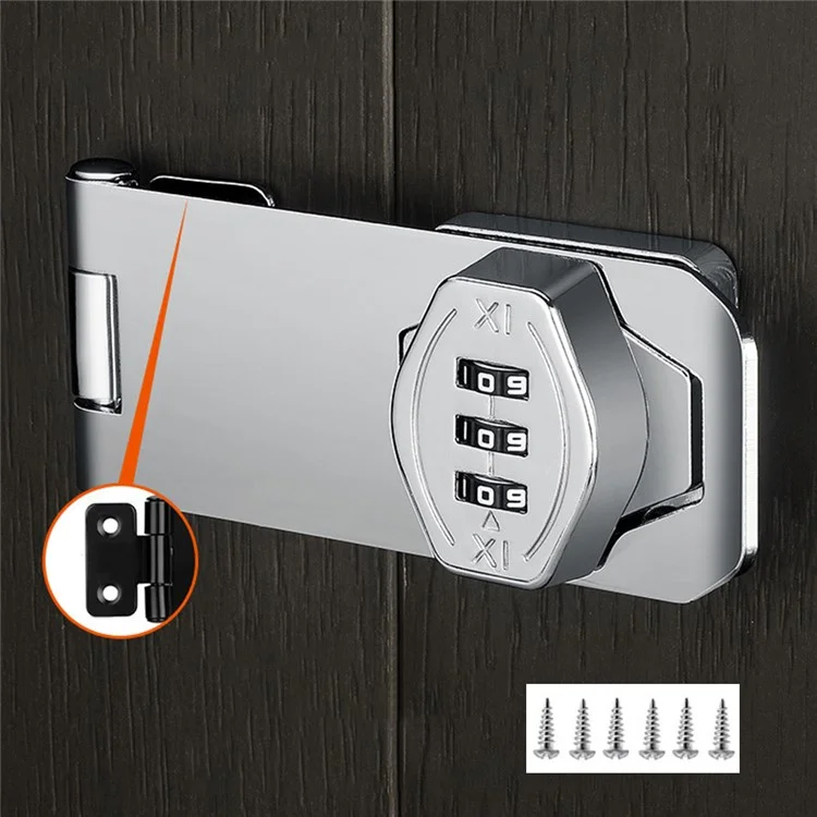 Cabinet Door Password Lock Double Hole 3 Inch Screw Installation Anti Theft Security Lock for Furniture - Silver