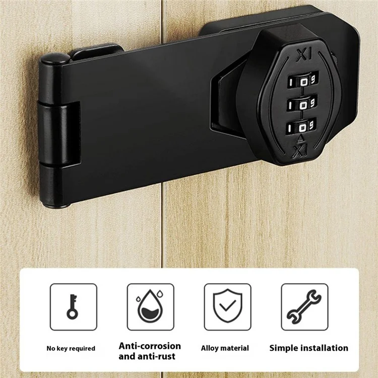 Cabinet Door Password Lock Double Hole 3 Inch Screw Installation Anti Theft Security Lock for Furniture - Silver