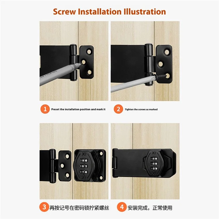 Cabinet Door Password Lock Double Hole 3 Inch Screw Installation Anti Theft Security Lock for Furniture - Silver