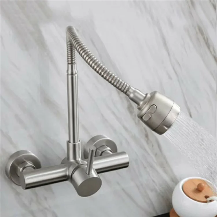 SK8207-1 Rubinetto per lavello da cucina in acciaio inox 304 con doccetta estraibile, miscelatore acqua calda e fredda con 2 modalità