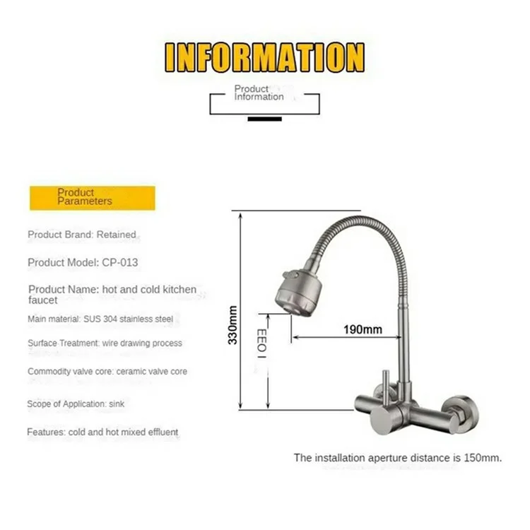 SK8207-1 Rubinetto per lavello da cucina in acciaio inox 304 con doccetta estraibile, miscelatore acqua calda e fredda con 2 modalità