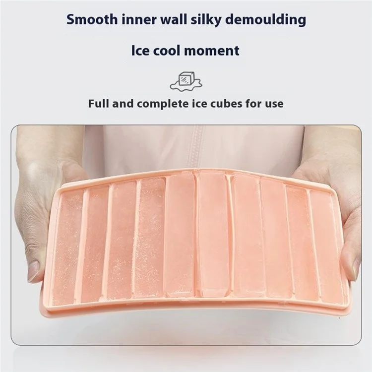 Vassoio per cubetti di ghiaccio in silicone a 10 griglie con coperchio, stampo per biscotti a dito per cucina (privo di BPA, senza certificazione FDA) - Rosa