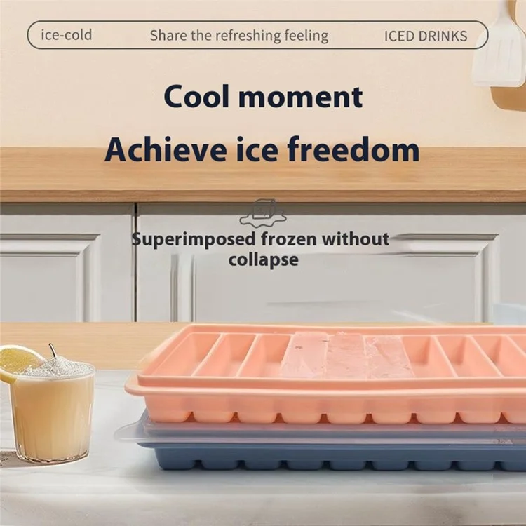 10 Grids Long Strip Silicone Ice Cube Tray with Lid Kitchen Baking Finger Biscuit Mold (BPA Free, No FDA Certificate) - Dark Grey