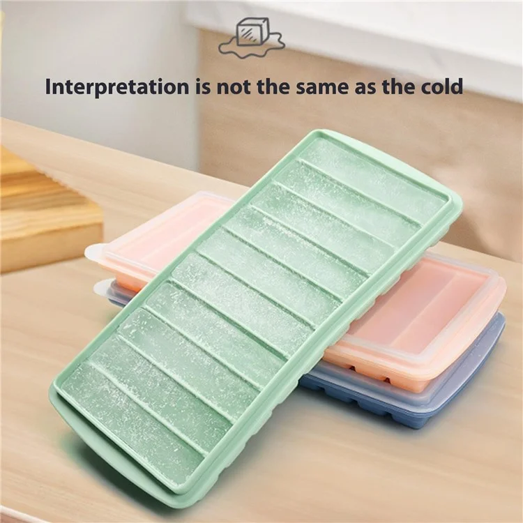 10 Grids Long Strip Silicone Ice Cube Tray with Lid Kitchen Baking Finger Biscuit Mold (BPA Free, No FDA Certificate) - Dark Grey
