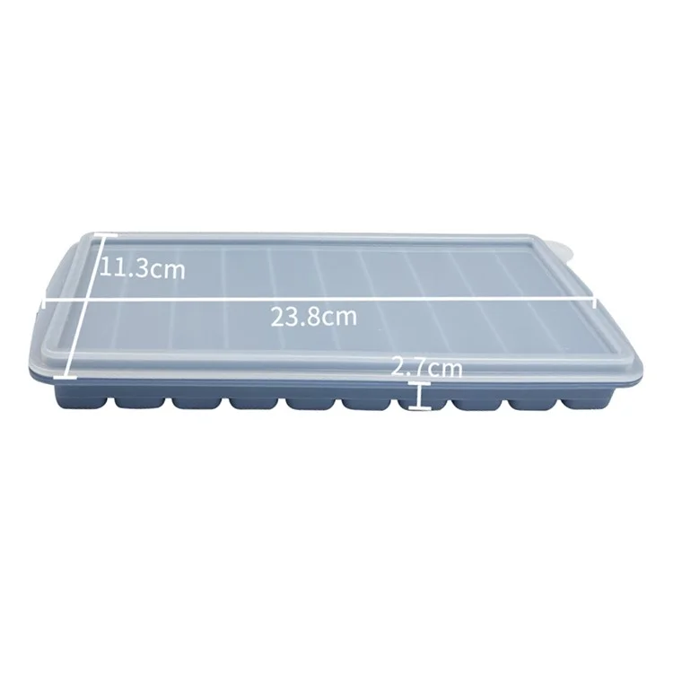 10 Grids Long Strip Silicone Ice Cube Tray with Lid Kitchen Baking Finger Biscuit Mold (BPA Free, No FDA Certificate) - Dark Grey