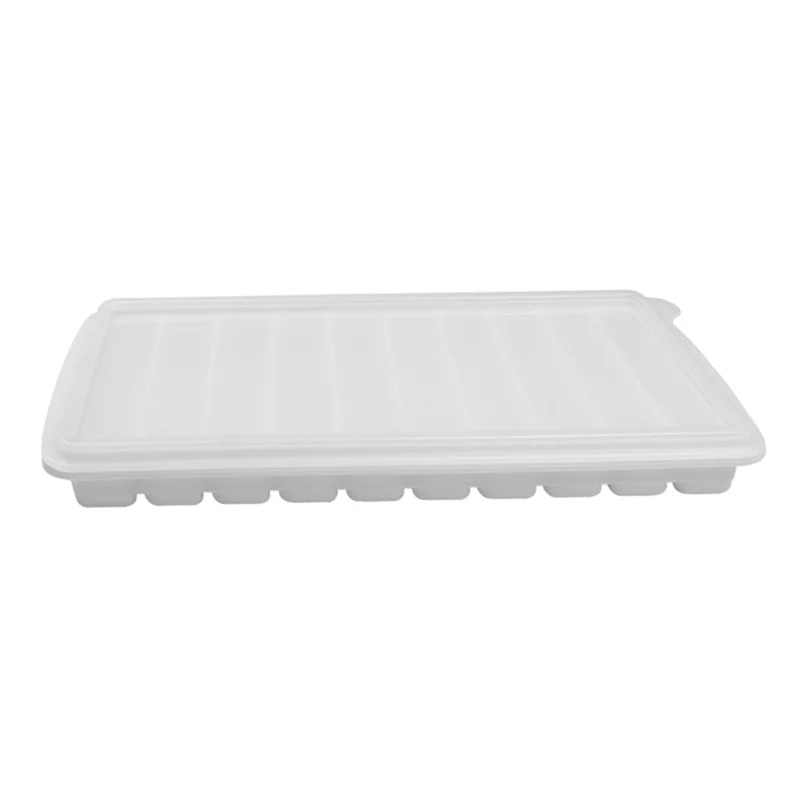 10 Grids Long Strip Silicone Ice Cube Tray with Lid Kitchen Baking Finger Biscuit Mold (BPA Free, No FDA Certificate) - Light Grey