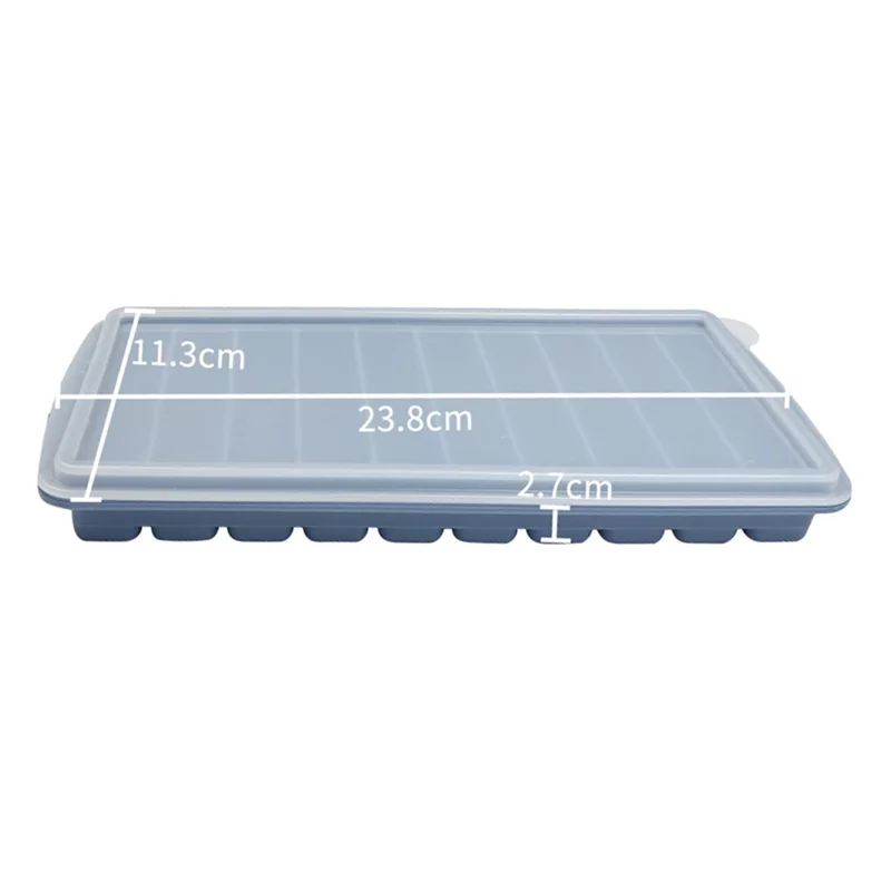 10 Grids Long Strip Silicone Ice Cube Tray with Lid Kitchen Baking Finger Biscuit Mold (BPA Free, No FDA Certificate) - Light Grey