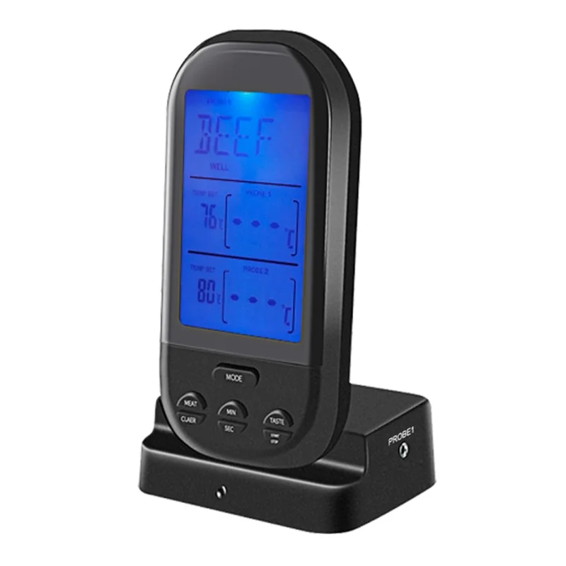 TS-K32 Bidirectional Probe Multifunctional Wireless BBQ Thermometer Food Oven Temperature Measurement Tool (BPA Free, FDA Certificated) - Black