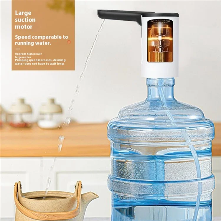 Portable Electric Bottled Water Dispenser Pump Mineral Water Bucket Automatic Pump Dispenser (BPA Free, No FDA) - White