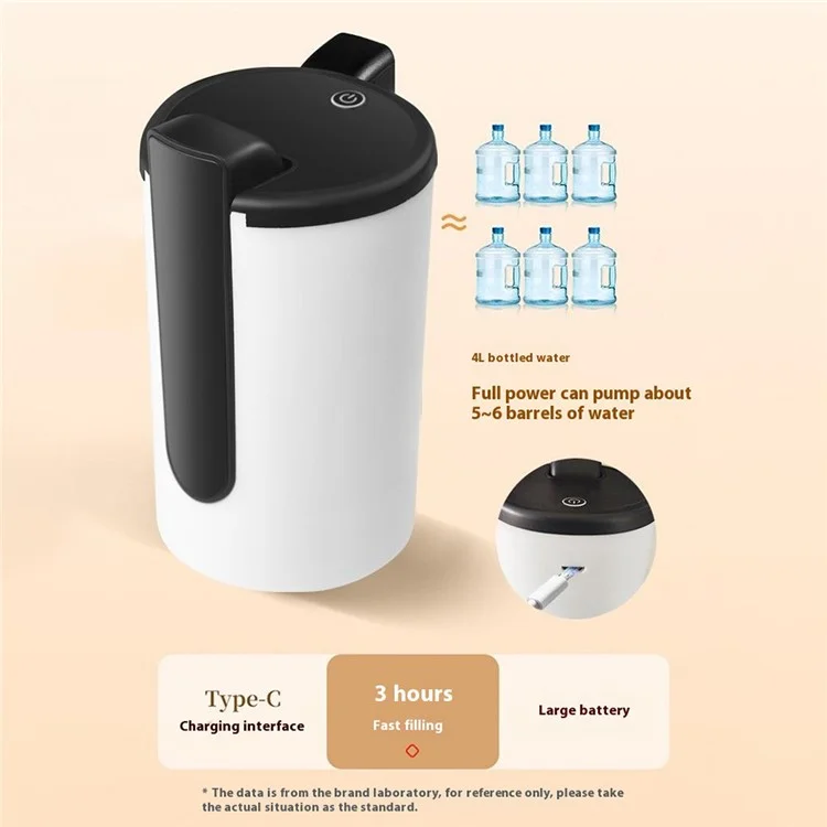 Portable Electric Bottled Water Dispenser Pump Mineral Water Bucket Automatic Pump Dispenser (BPA Free, No FDA) - White