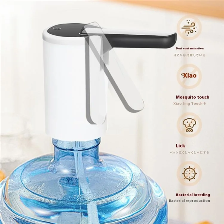 Portable Electric Bottled Water Dispenser Pump Mineral Water Bucket Automatic Pump Dispenser (BPA Free, No FDA) - White