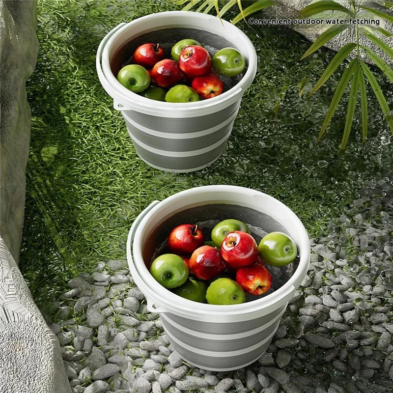 Foldable Water Bucket 6.5L Multi-Function Portable Collapsible Container for Home / Outdoor Use - Dark Grey